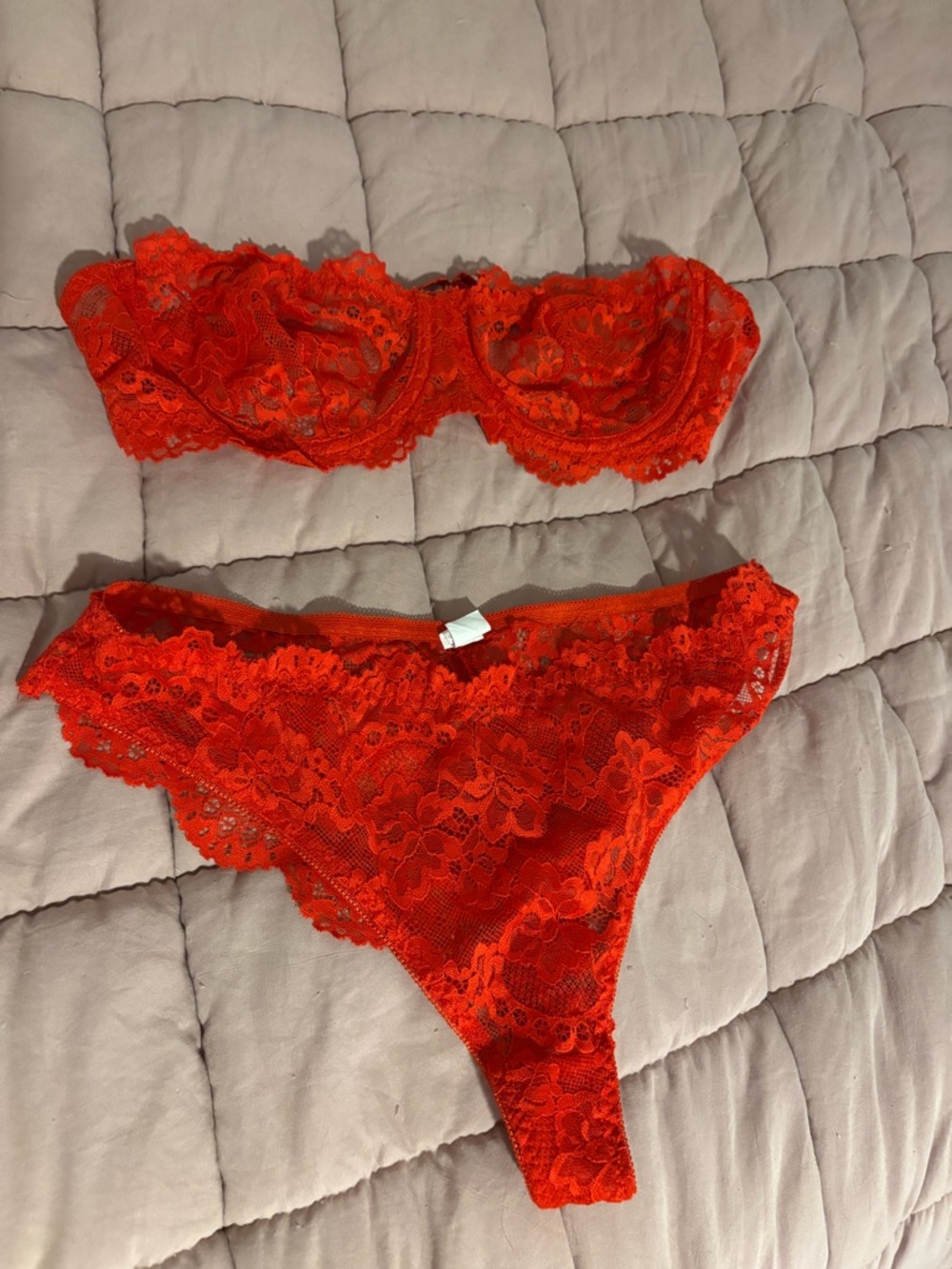 Red Lace Balconette Bra & Thong Set